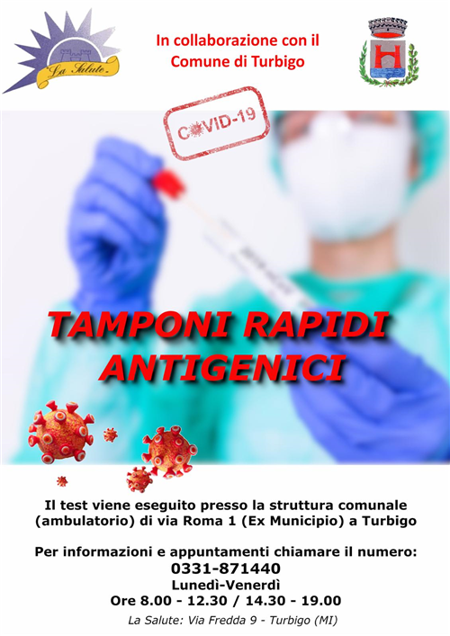 COVID 19: anche Turbigo avrà il suo centro per svolgere test rapidi antigienici.